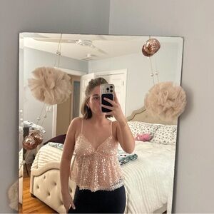 Edikted Sparkling Sequin Camisole - Light Pink